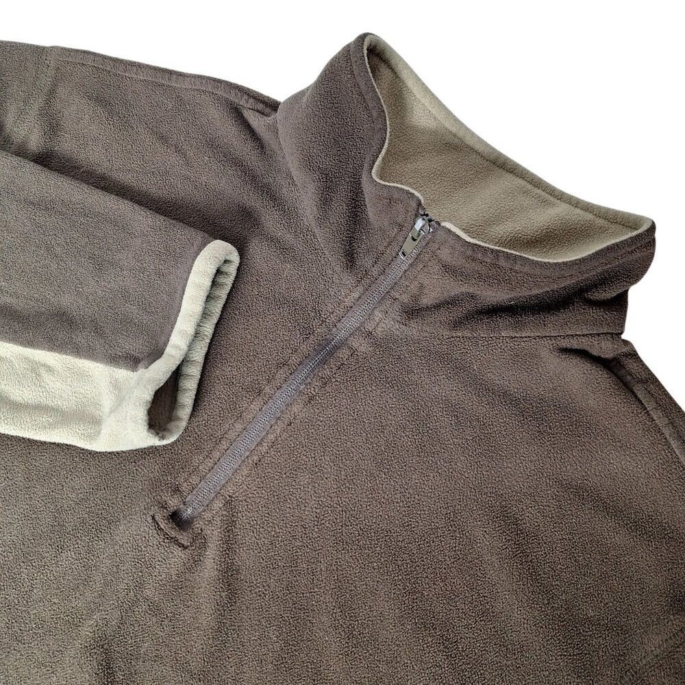 Nordic Track Mens Fleece Pullover Large Brown Tan Quarter Zip